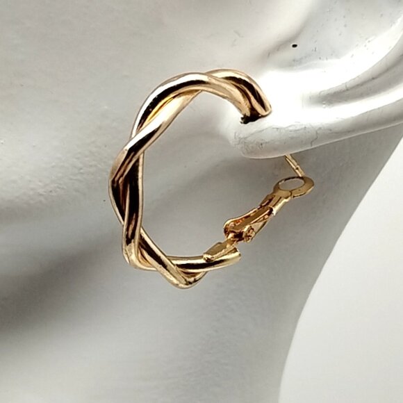 Gold-tone Twisted Hoop Earrings - Picture 1 of 13